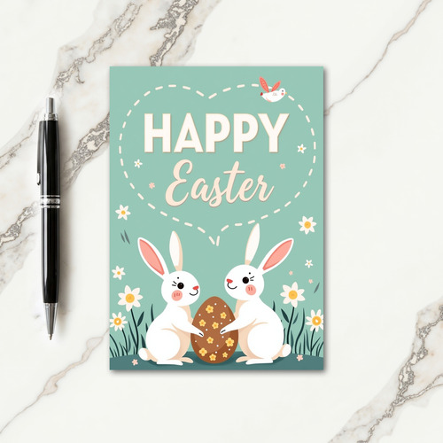 Dashed Heart Easter Card