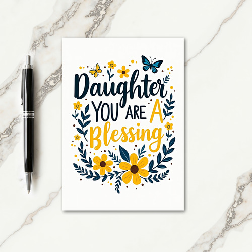 Daughter Blessing Floral Dots Card