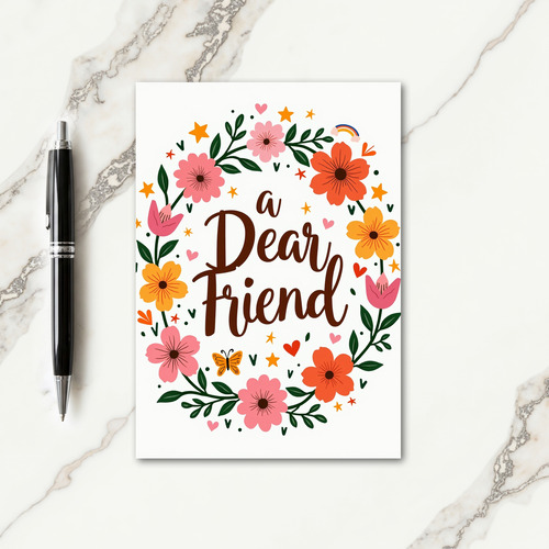 Dear Friend Floral Wreath Card