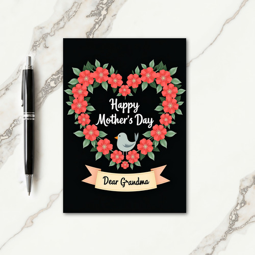Dear Grandma Floral Wreath Card
