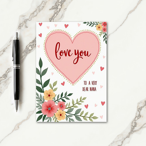 Dear Nana Love Heart Art Card