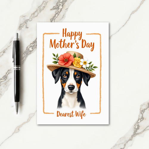 Dearest Wife Floral Canine Card