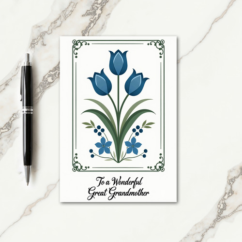 Deep Blue Flowers Mothers Day Card