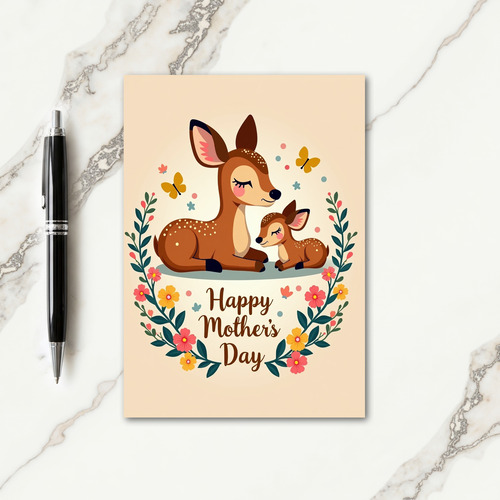 Deer Mom And Baby Love Card