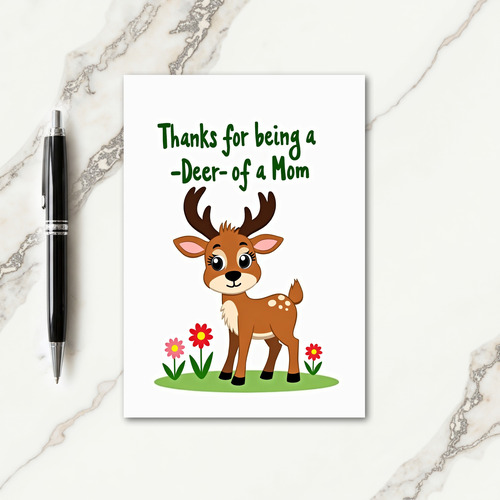 Deer Mom Thanks Illustration Card