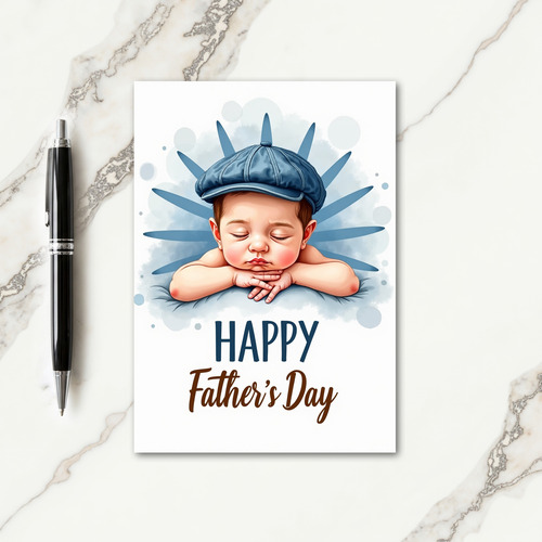 Denim Cap Baby Fathers Day Card