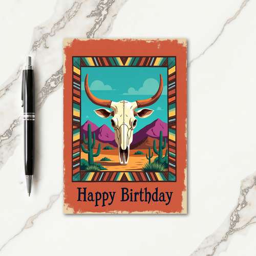 Desert Birthday Skull Art Card