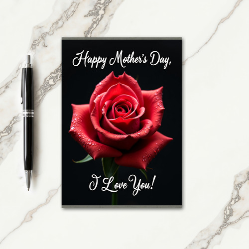 Dewy Red Floral Mothers Day Card