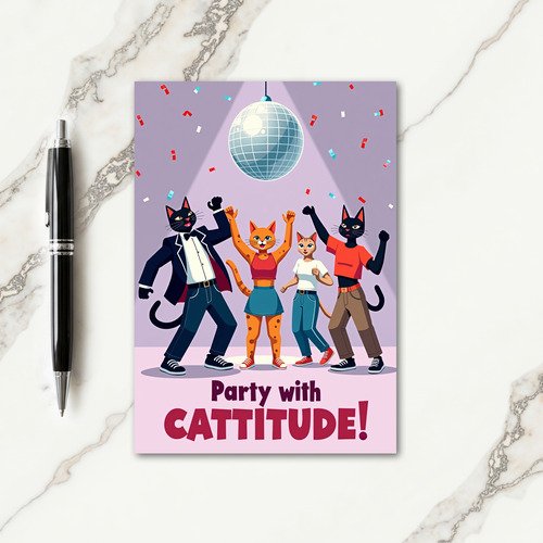 Disco Cat Birthday Card
