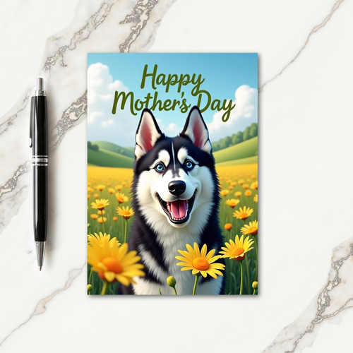Dog And Daisies Mothers Day Card
