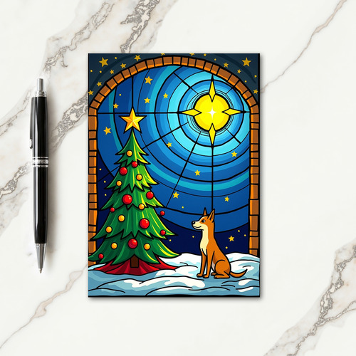 Dog And Tree Christmas Card