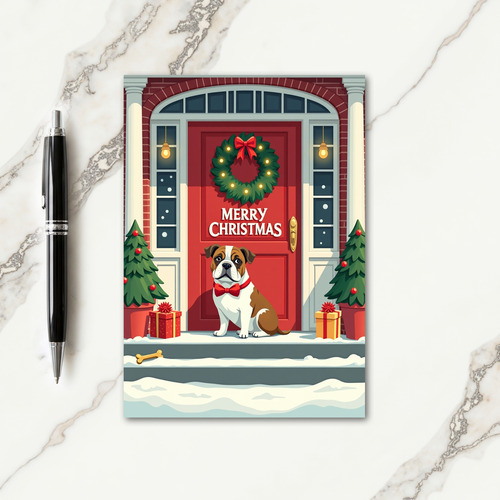 Dog At Red Door Christmas Card thumbnail