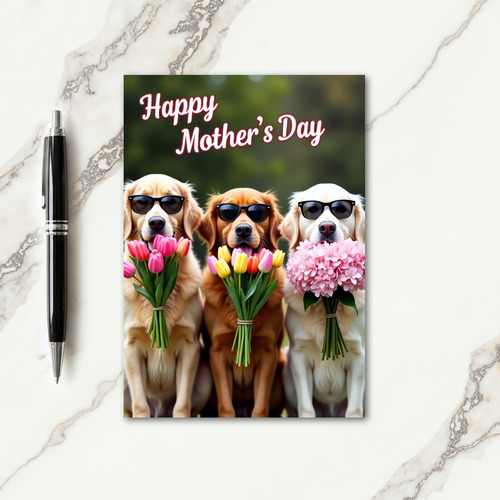 Dog Bouquet Mothers Day Card