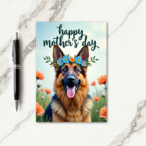 Dog Crown Floral Mothers Day Card