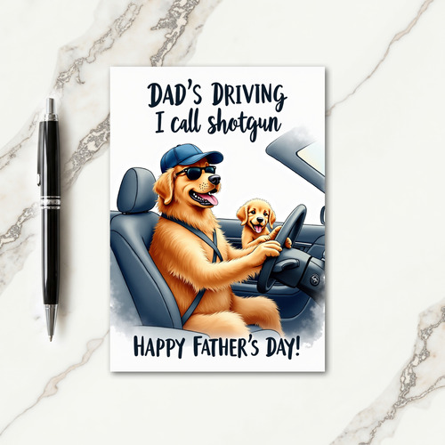 Dog Dad Car Ride Fathers Day Card