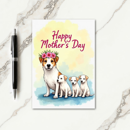 Dog Family Mothers Day Floral Card