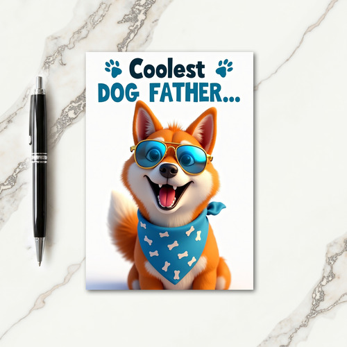 Dog Father Cartoon Portrait Card