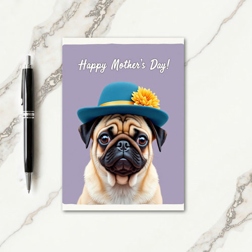 Dog Fedora Mothers Day Portrait Card