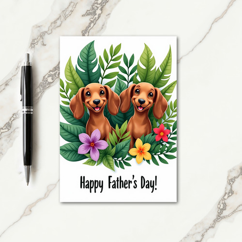Dog Floral Fathers Day Card