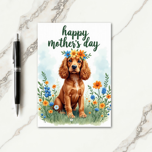 Dog Floral Mothers Day Art Card