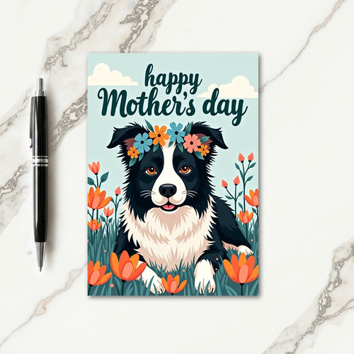 Dog Floral Mothers Day Best Wishes Card