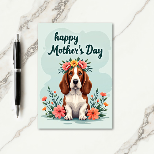 Dog Floral Mothers Day Greeting Card
