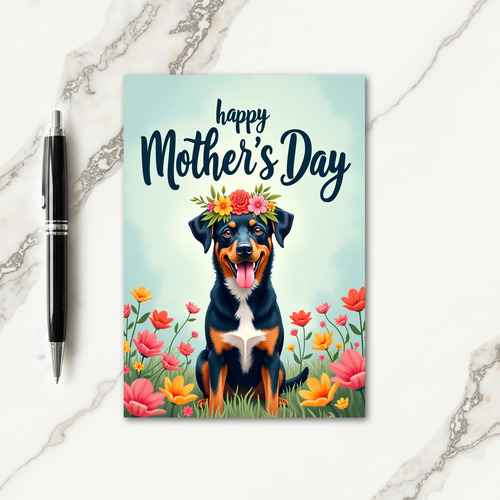 Dog Floral Mothers Day Illustration Card