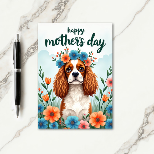Dog Floral Mothers Day Message Card