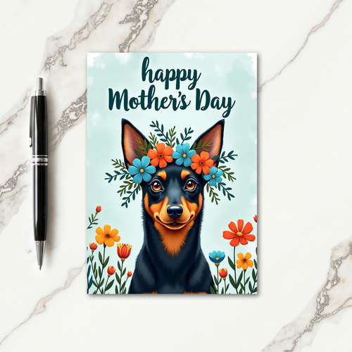Dog Floral Mothers Day Portrait Card