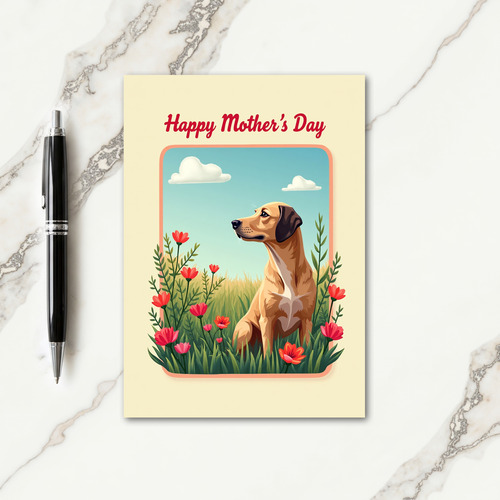 Dog Floral Mothers Day Scene Card