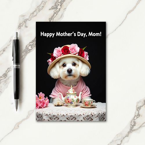 Dog Floral Mothers Day Tea Party Card