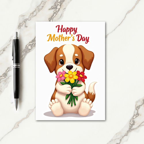 Dog Flowers Mothers Day Card