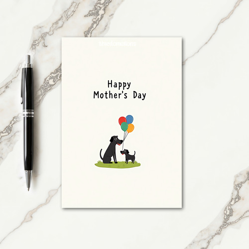 Dog Happy Mothers Day Balloons Card