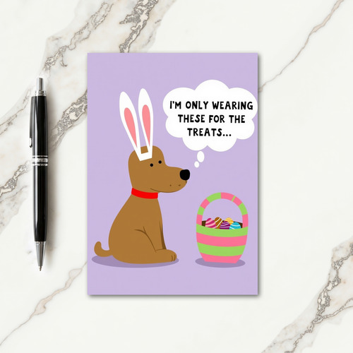 Dog In Bunny Ears Treat Time Card