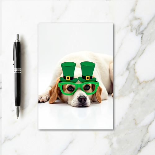 Dog In Glasses St Patricks Day Card