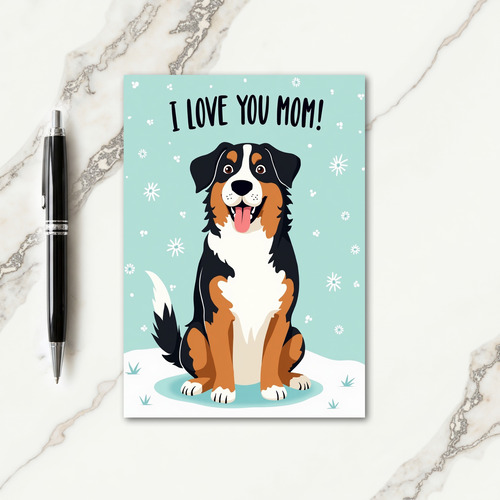Dog Loves You Mom Illustration Card