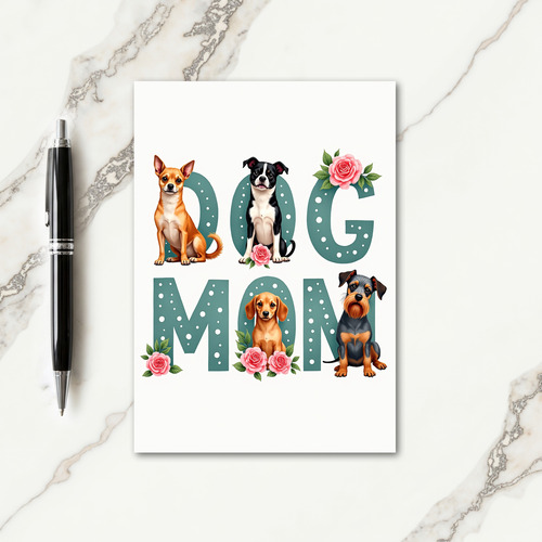 Dog Mom Floral Illustration Card