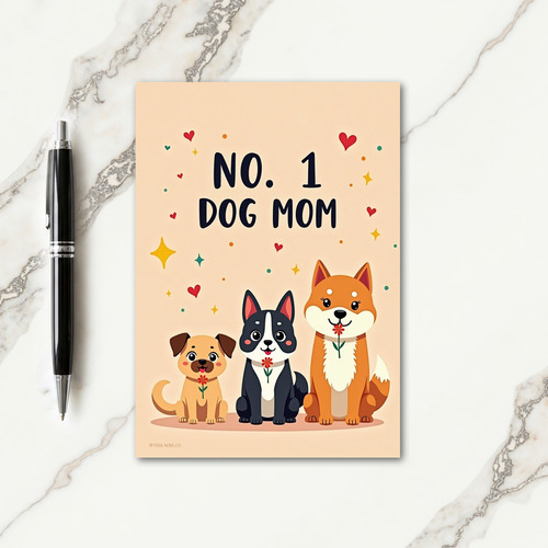 Dog Mom Stars Hearts Card