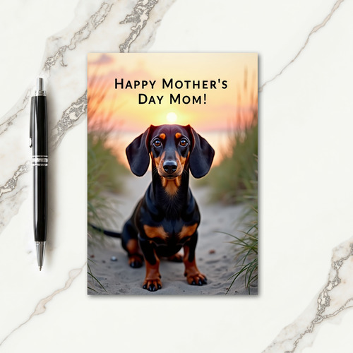 Dog Mothers Day Mom Illustration Card
