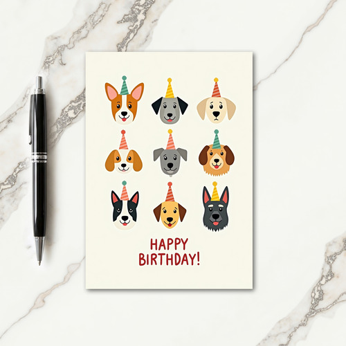 Dog Party Hat Birthday Card