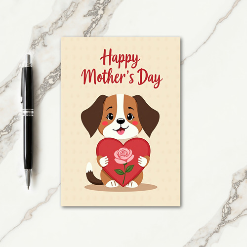 Dog Rose Mothers Day Heart Card