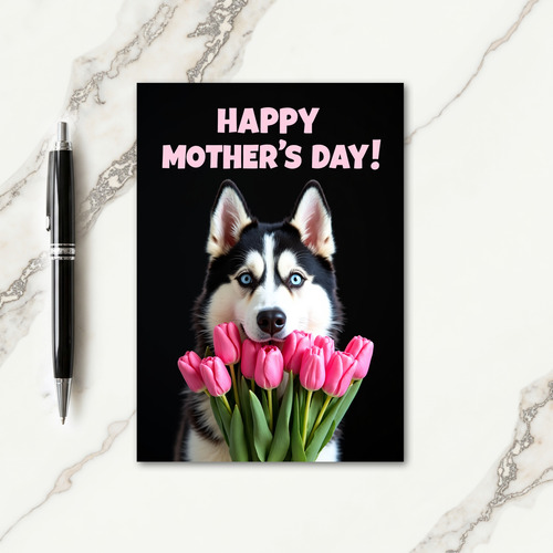 Dog Tulips Mothers Day Card