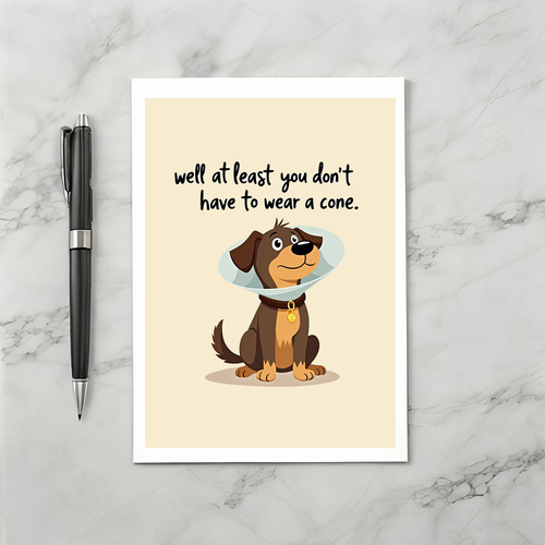 Dog with a cone funny get well card