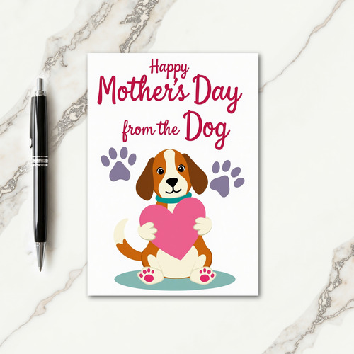 Dog With Heart Mothers Day Card