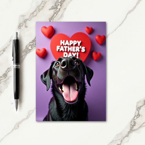 Dog With Hearts Fathers Day Card