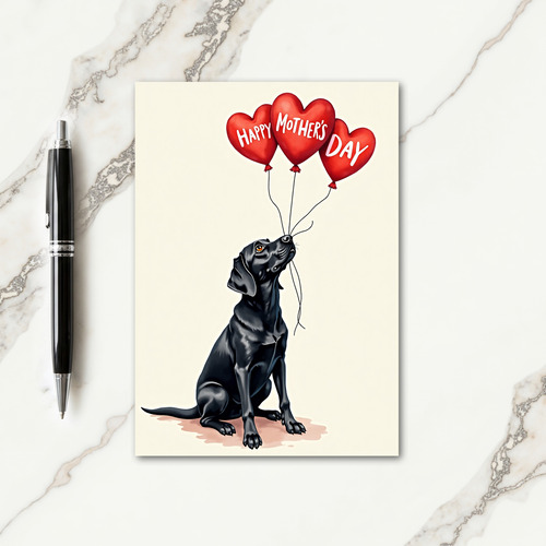 Dog With Hearts Mothers Day Card