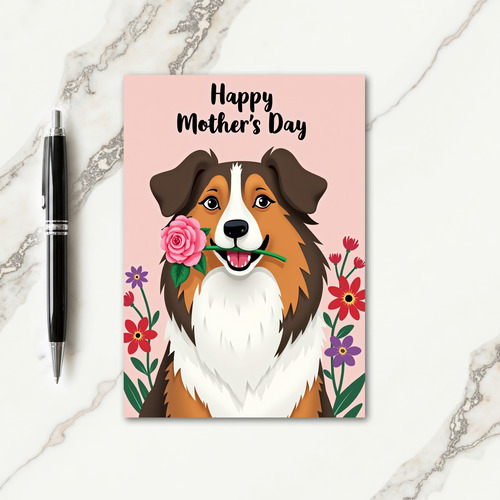 Dog With Rose Mothers Day Card