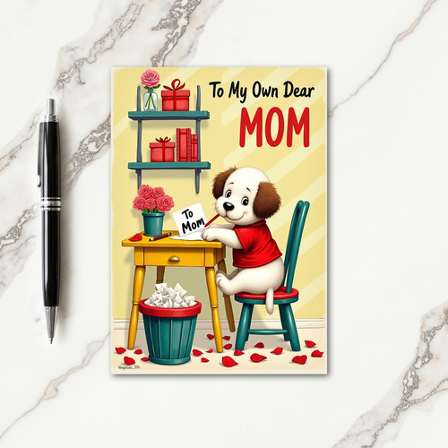 Dog Writes To Mom Card