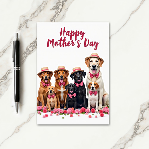 Doggy Mothers Day Floral Card