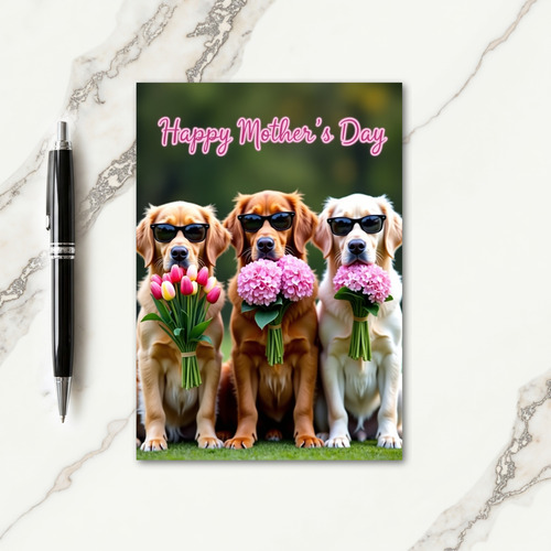Dogs Floral Mothers Day Card